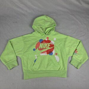 Nike Hoodie Highlighter Green Fleece Lined Glow Time Graphic Print Size XS